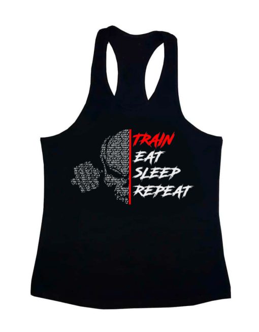 stringer trein eet slaap herhalen - stringer bodybuilding motivatie - stringer bodybuilding motivatie - bodybuilding t-shirt