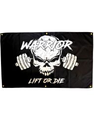 drapeau banniere-musculation warrior gear tete de mort - poster musculation warrior gear