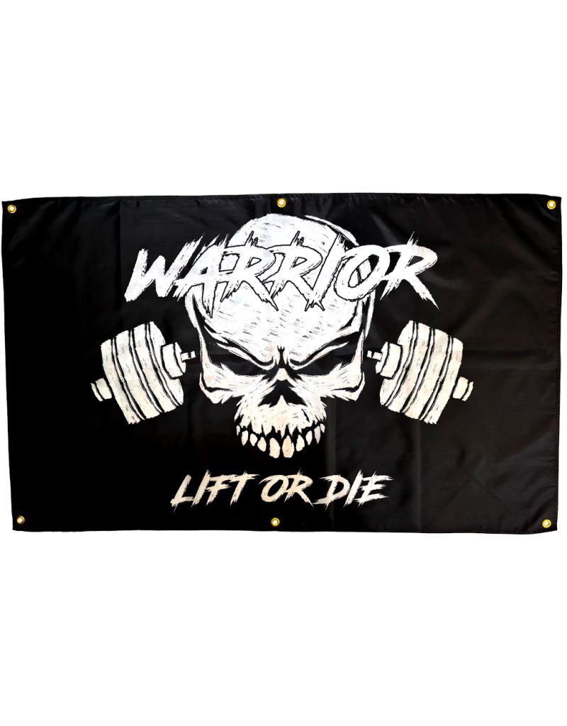 Bandera de gimnasio con calavera warrior gear - Póster de gimnasio warrior gear