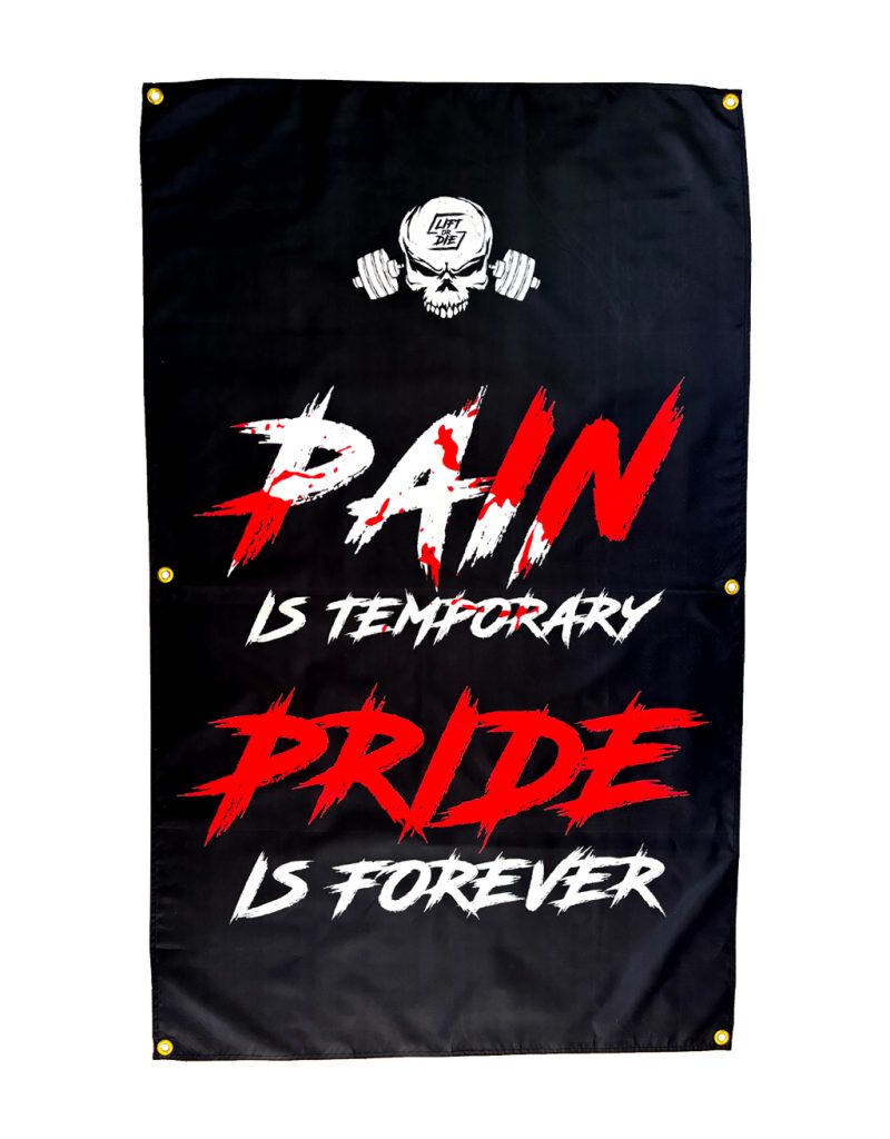 homegym flag pain is temporary pride is forever - bodybuilding motivation flag - fitness motivation - powerlifting motivation - strongman motivation - bodybuilding motivation - bodybuilding motivation flag