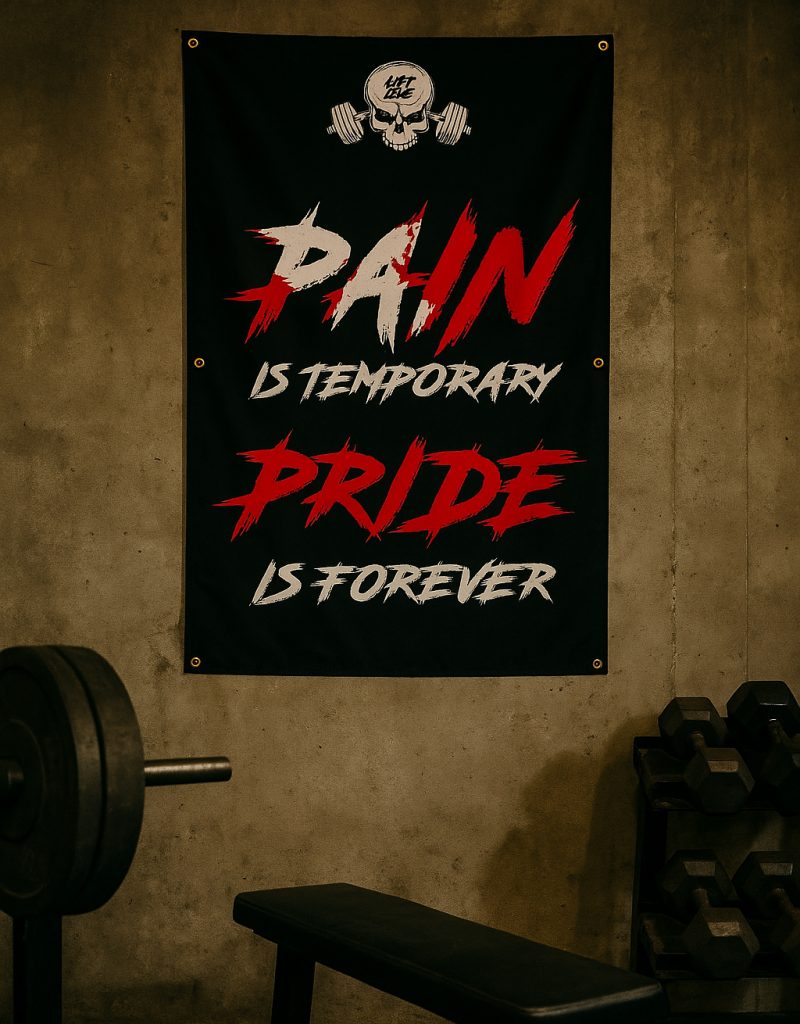 homegym flag pain is temporary pride is forever - bodybuilding motivation flag - fitness motivation - powerlifting motivation - strongman motivation - bodybuilding motivation - bodybuilding motivation flag