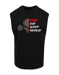 sleeveless t-shirt train eat sleep repeat - sleeveless t-shirt bodybuilding motivation - train eat sleep repeat - bodybuilding