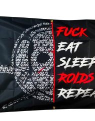 banner motivation bodybuilding - flag fuck eat sleep roids gentag gym plakat bodybuilding