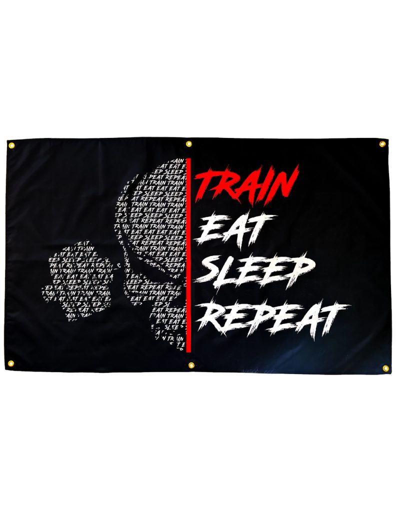 motivazione bandiera train eat sleep repeat bodybuilding