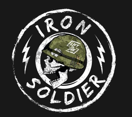 warrior gear iron soldier - iron soldier lebka tričko na kulturistiku - silový trojboj - fitness - tričko s motiváciou pre kulturistiku - tričko s lebkou