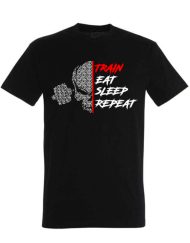 Camiseta de repetição de trem, comer, dormir - camiseta de motivação de fitness - camiseta de motivação de levantamento de peso