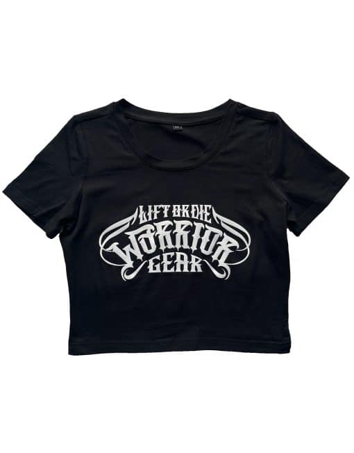 Camiseta crop top de fitness negra para mujer - camiseta de culturismo crop warrior gear