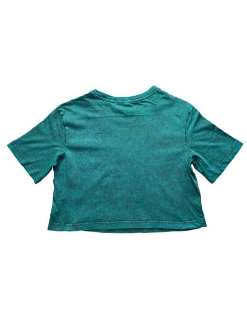 crop top fitness acid wash blue - crop bodybuilding tshirt - warrior gear - vybledlé fitness tričko