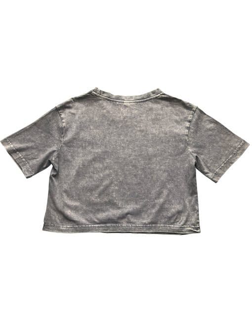 light gray acid wash fitness crop top - faded bodybuilding crop top tshirt - warrior gear