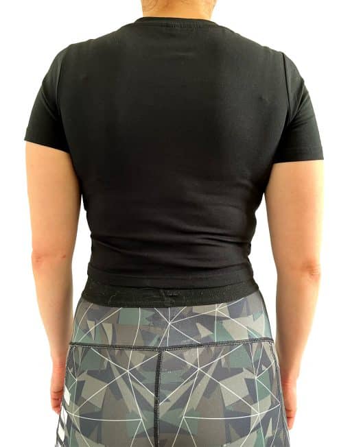 Top cropped guerreiro preto para musculação – camiseta feminina fitness crop top warrior gear
