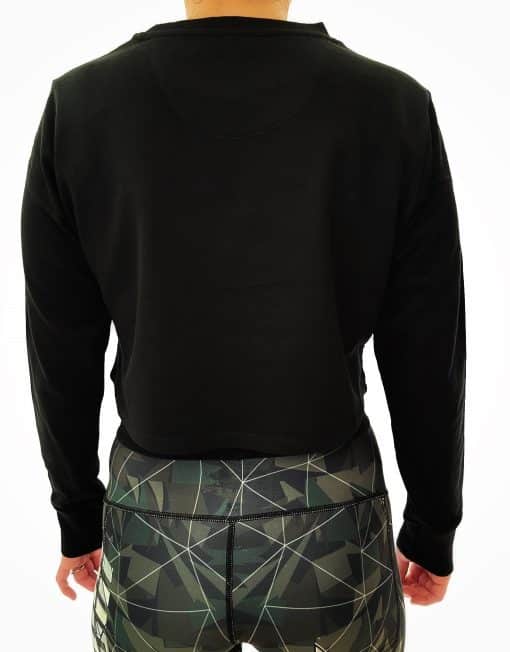 črn ženski športni kratki top pulover za bodybuilding - ženski športni fitnes warrior gear top