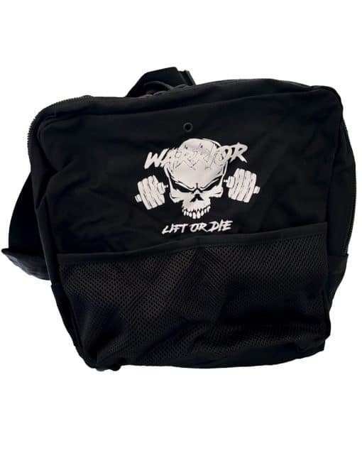 черна спортна чанта с голям капацитет - чанта за бодибилдинг - чанта за пауърлифтинг - чанта за силов мъж - чанта за бодибилдинг - спортна чанта - екипировка за пауърлифтинг warrior