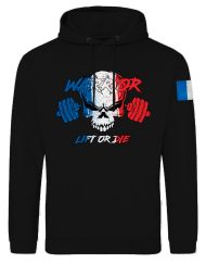 Sweatshirt blau weiß rot Warrior Gear – Bodybuilding-Sweatshirt Frankreich blau weiß rot – Sweatshirt mit französischer Flagge – Herren-Sport-Sweatshirt Frankreich