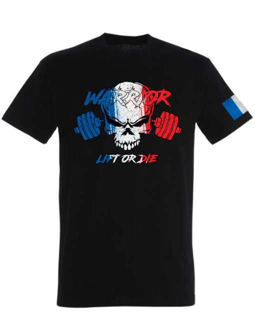 Blau-weiß-rotes Warrior Gear-T-Shirt – Frankreich-blau-weiß-rotes Bodybuilding-T-Shirt – T-Shirt mit französischer Flagge – Sport-T-Shirt für Männer mit Frankreich