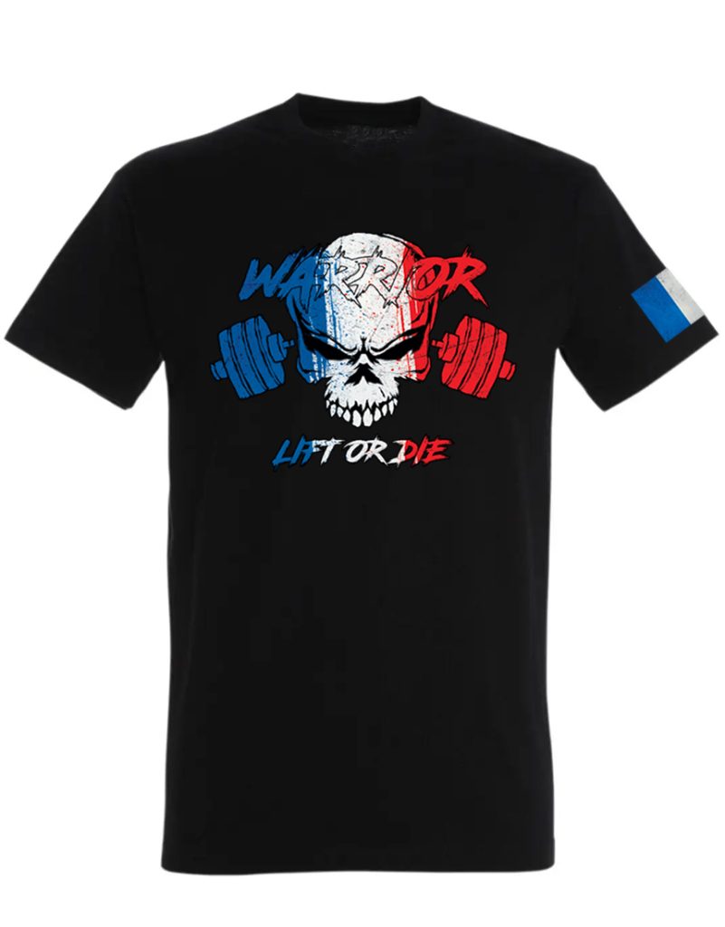 sininen valkoinen punainen warrior gear t-paita - Ranskan sininen valkoinen punainen kehonrakennus t-paita - Ranskan lipun t-paita - Ranskan miesten urheilu t-paita