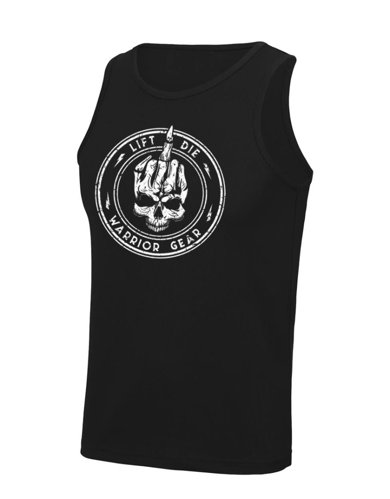 hardcore bodybuilding majica brez rokavov - črna moška športna majica brez rokavov - fuck - lobanja - lobanja - bojevniška oprema