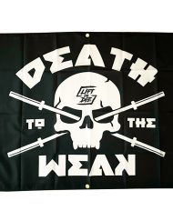 Styrkelyftsflagga: Death to the Weak - Styrkelyfts Motivationsflagga - Styrkelyftningsbanner - Styrkelyftsrumsdekoration - Warrior Gear - bodybuildingflagga