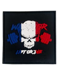 Záplata válečníka na suchý zip modrá bílá červená Francie - záplata warrior gear lift or die France - powerlifting - záplata batohu - zátěžová vesta