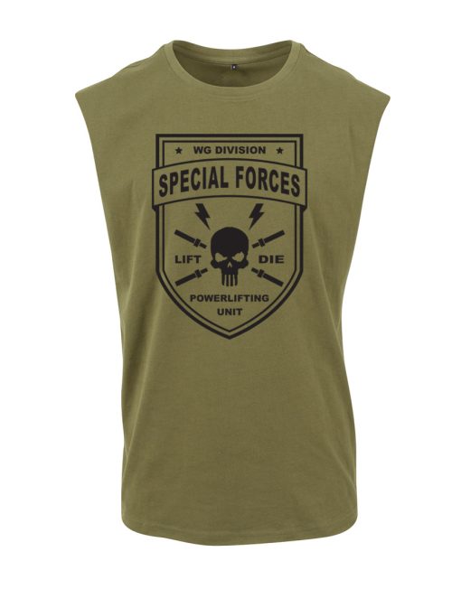 Zelena majica brez rokavov powerlifting force speciales - bojevniška oprema