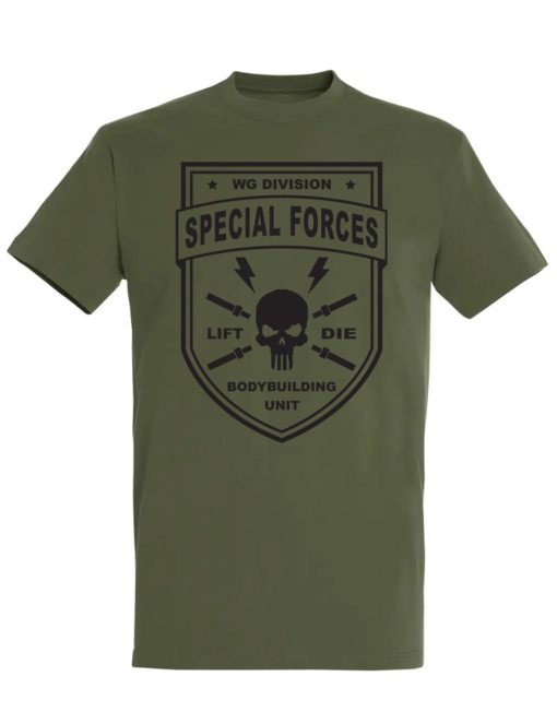 военна зелена тениска за бодибилдинг специални сили - тениска за специални сили - бойна екипировка - тениска за бодибилдинг - тениска за бодибилдинг