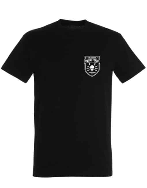 camiseta preta das forças especiais do homem forte - camiseta militar do homem forte - equipamento de guerreiro