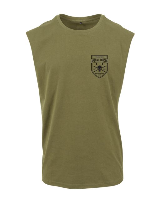 tričko bez rukávů kulturistika speciální síly vojenská zelená - válečnická výbava