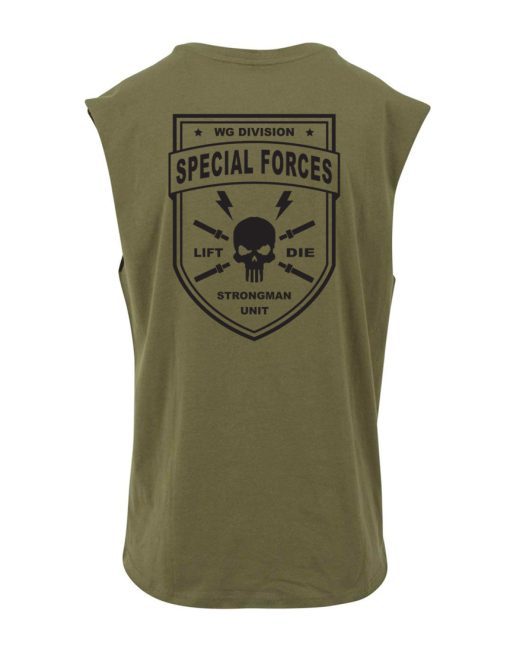 t-shirt sleeveless musculation strongman force speciale vert militaire - warrior gear