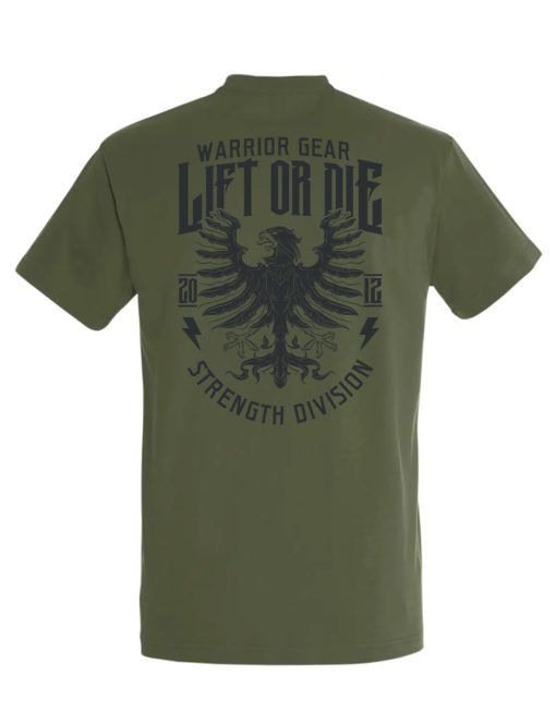camiseta de equipo de guerrero águila verde - camiseta de levantamiento de pesas - camiseta de culturismo - camiseta de hombre fuerte - camiseta de culturismo - camiseta de levantamiento o muerte de águila - división de fuerza