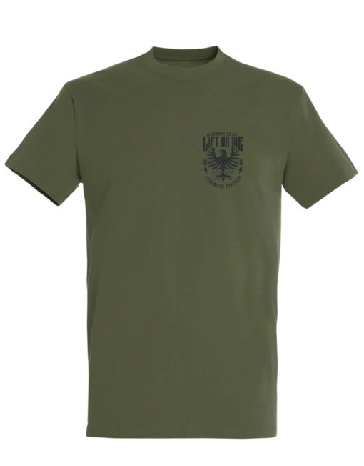 зелена тениска eagle force division warrior gear - пауърлифтинг тениска - бодибилдинг тениска - силна тениска - бодибилдинг тениска - eagle lift or die тениска