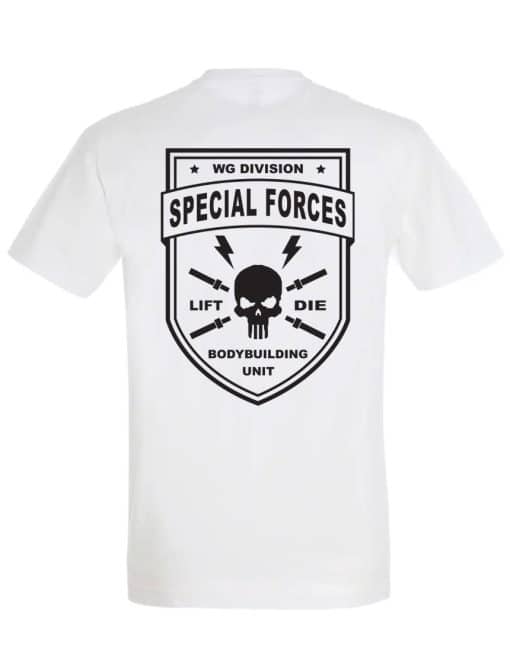 biele kulturistické tričko špeciálne jednotky - vojenské kulturistické tričko - bojovník