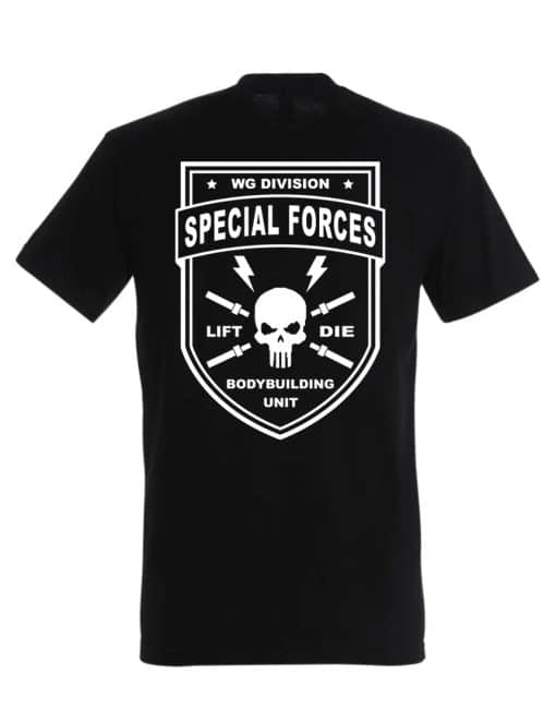 czarna koszulka do kulturystyki siły specjalne - wojskowa koszulka do kulturystyki - sprzęt wojownika