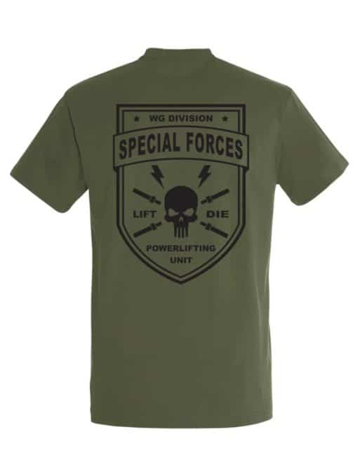 tshirt powerlifting vert force speciales - t-shirt militaire musculation - warrior gear
