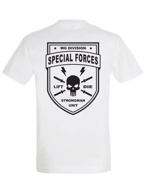 wit strongman t-shirt special forces - militair bodybuilding t-shirt - krijgeruitrusting