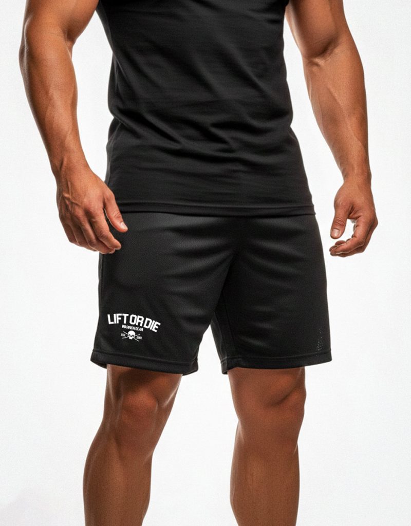 short noir muscu mesh leger lift or die warrior gear - short bodybuilding - short powerlifting - short strongman