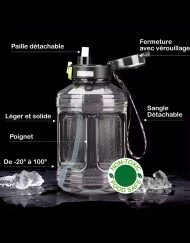 Butelka na wodę do fitnessu o pojemności 2,2 litra - Warrior Gear - butelka na wodę podróżna - butelka na wodę do pieszych wędrówek