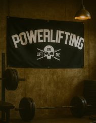 drapeau powerlifting - bannière murale powerlifting - poster powerlifting - décoration homegym powerlifting - poster chambre powerlifting - motivation musculation - warrior gear - warrior powerlifting gear - drapeau powerlifting motivation warrior gear