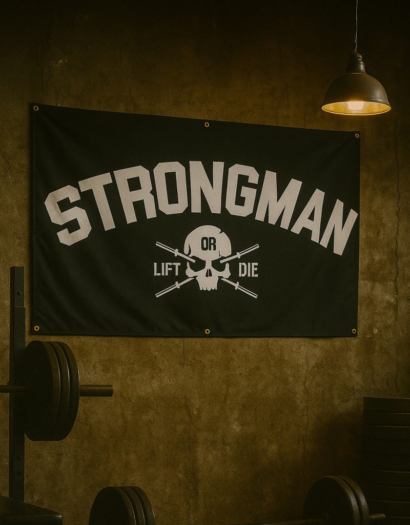 drapeau strongman - bannière murale strongman - poster strongman - décoration homegym strongman - poster chambre strongman - motivation musculation - warrior gear - warrior powerlifting gear - drapeau strongman motivation warrior gear flag fitness motivation - drapeau strongman decoration mural deco poster