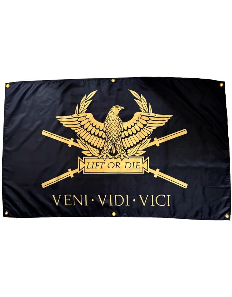 veni vidi vici flag - bodybuilding poster - powerlifting - strongman
