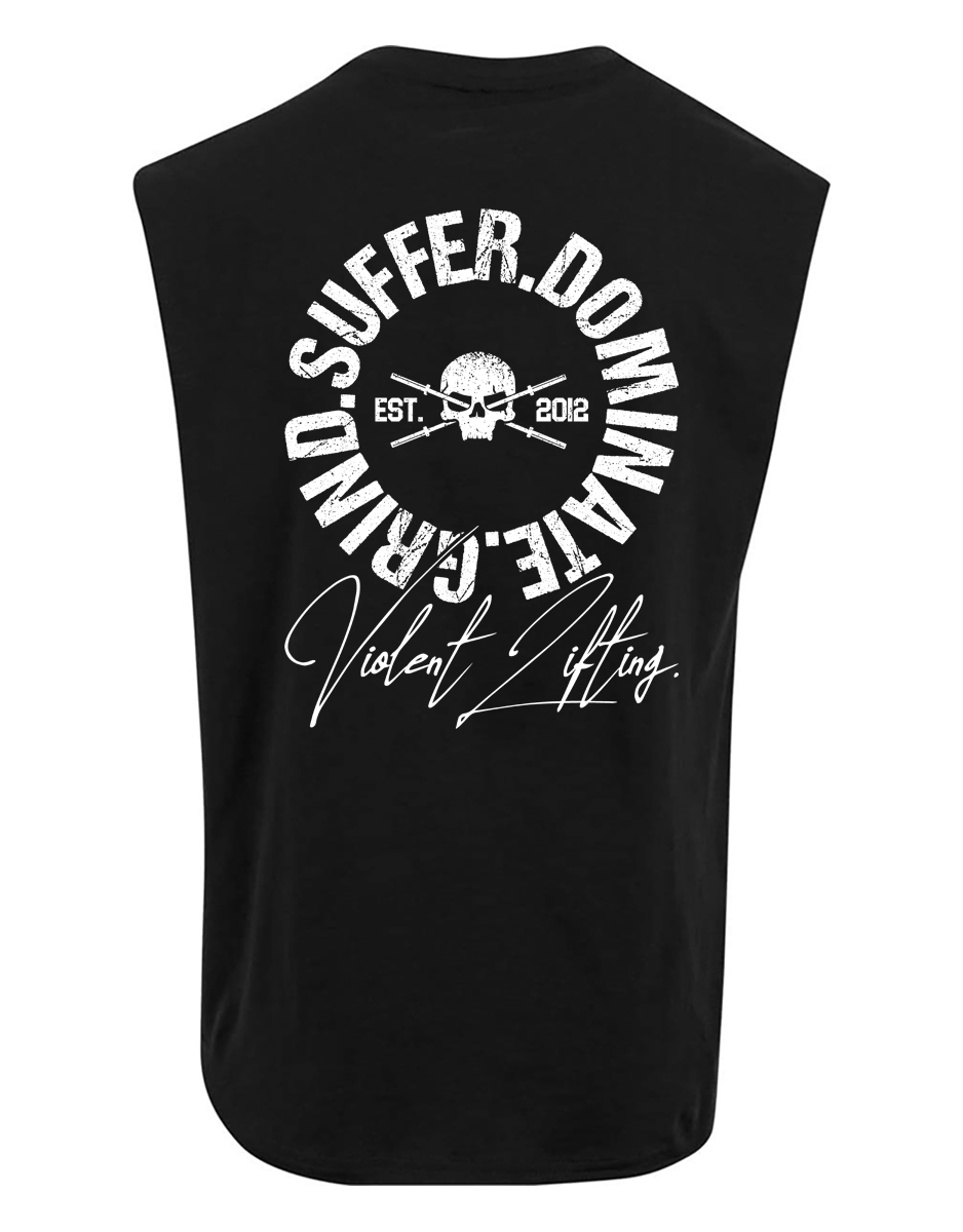 Ärmelloses T-Shirt, gewaltsames grind suffer dominate – bodybuilding – powerlifting – strongman
