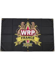 Drapeau officiel WRP France noir 150x90 cm avec logo fédération Kirill Sarychev WRPF