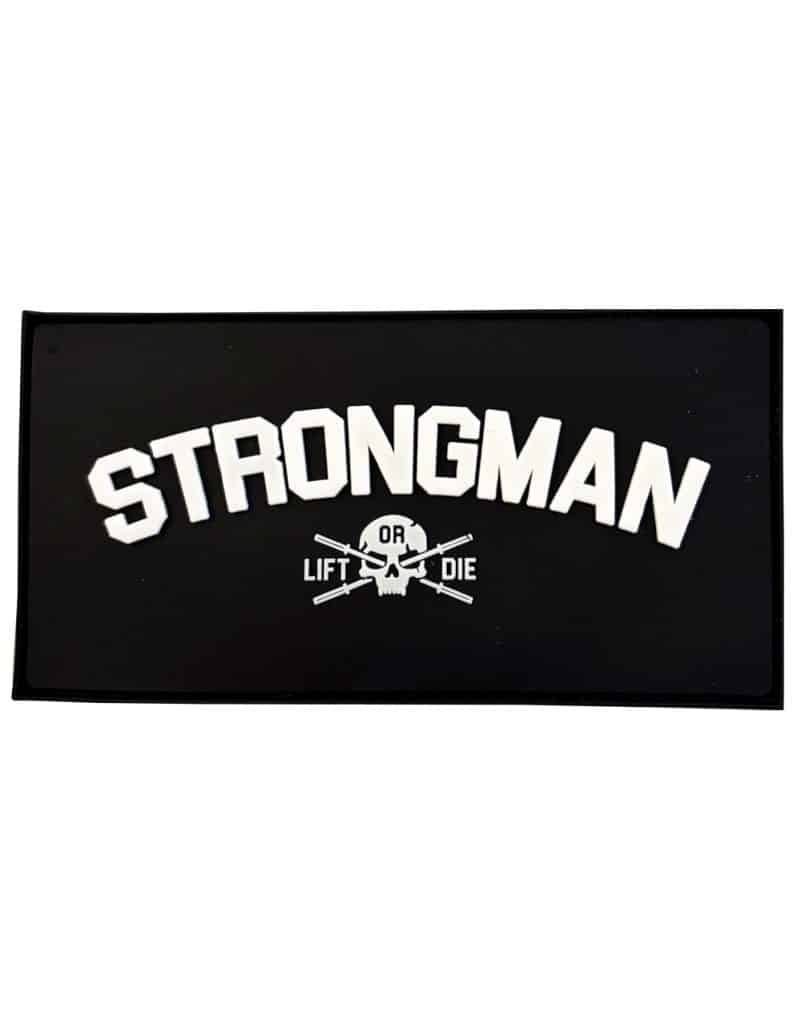 Parche de PVC Strongman Warrior Gear con logotipo de calavera y barras de levantamiento de pesas.