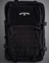 Custom black tactical bag with BodybuildingVelcro patch.