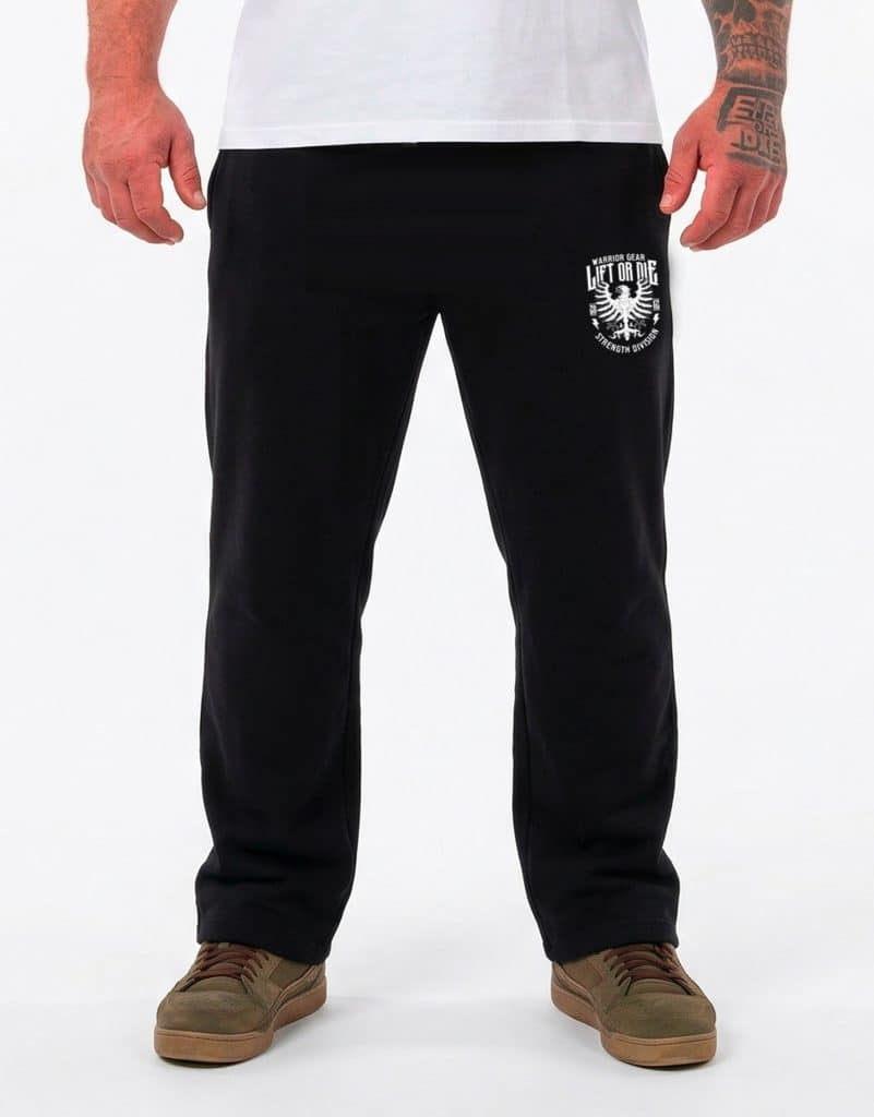 Warrior Gear black jogging pants with Strength Division Lift or Die logo