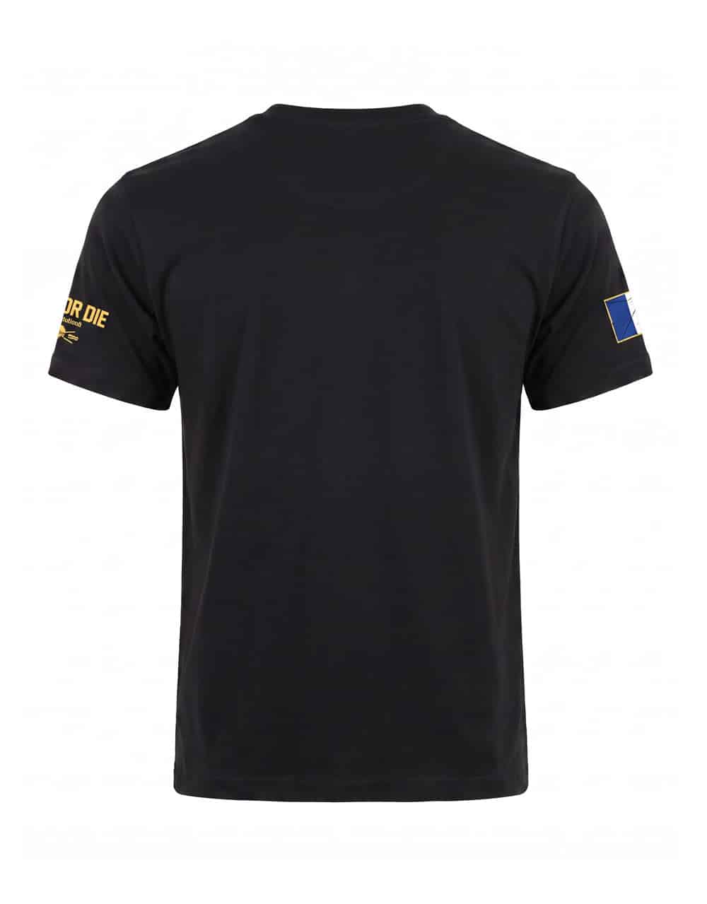 Vista de la parte trasera de la camiseta WRPF France con la bandera francesa y el logotipo Lift or Die en las mangas - Warrior Gear