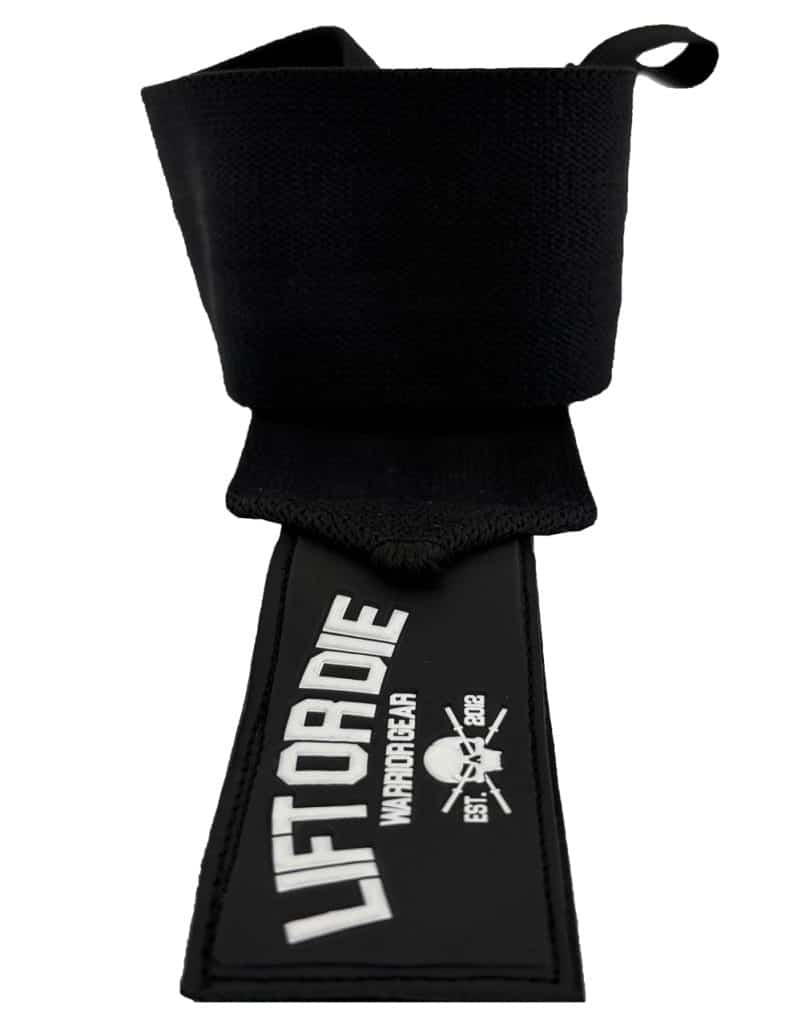 Muñequeras de gimnasio gripper logo full black - lift or die - powerlifting - strongman - bodybuilding