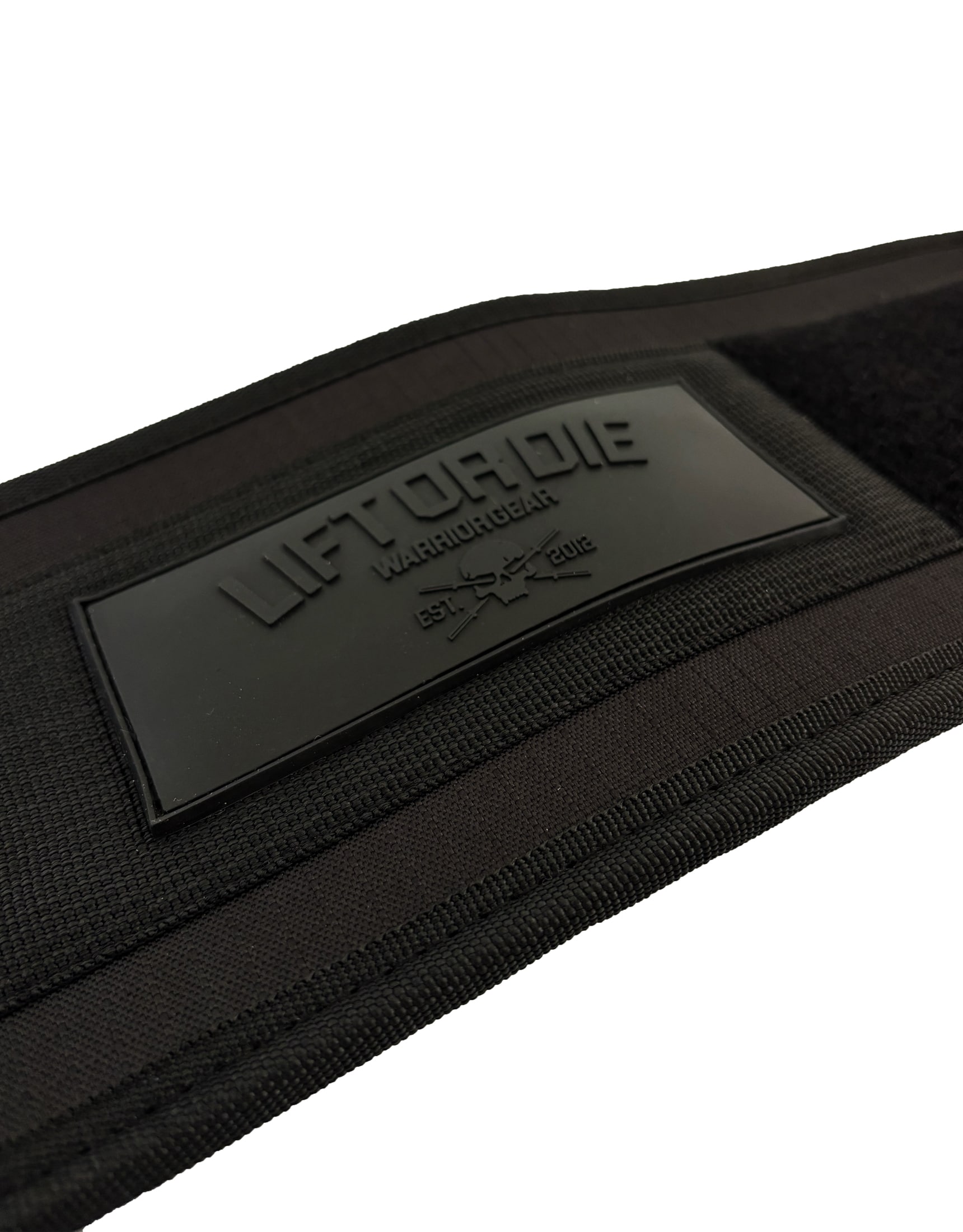 patch logo caoutchouc ceinture muscu warrior gear full black