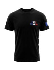 T-shirt de musculation noir Force et Honneur édition tricolore bleu blanc rouge vu de face - Warrior Gear