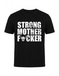 T-shirt de musculation noir Strong Mother F*cker avec casque warrior sur le devant - Warrior Gear