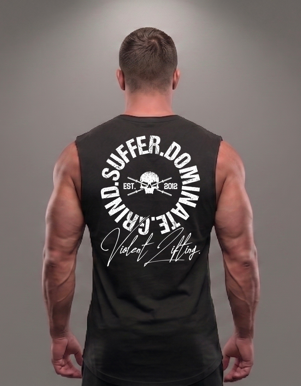 Ärmelloses T-Shirt powerlifting grind suffer dominate – Bodybuilding-T-Shirt