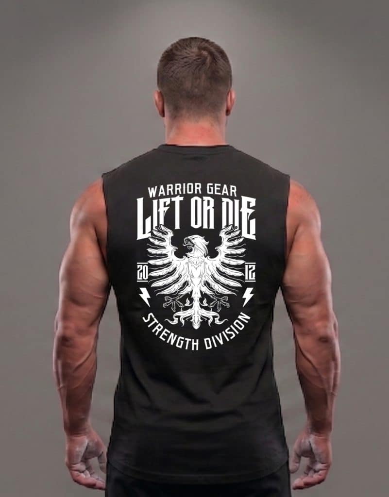 sleeveless bodybuilding t-shirt powerlifting strongman strength division - warrior gear